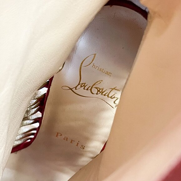 Christian Louboutin Miss Circus 120 Boot EU 35.5 US 5.5 Red High Heel Cutout - Picture 10 of 13